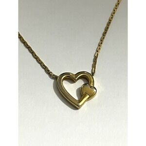 Vintage Monet gold tone necklace hearts big small valentines day approx 15 in.